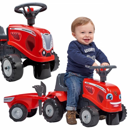 FALK Baby Mac Cormick raudonas traktorius su priekaba + priedais. nuo 1 metų