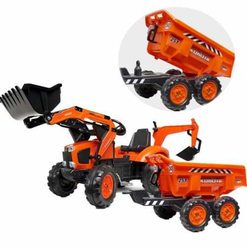 FALK Orange Kubota traktorius su priekaba 3 metus