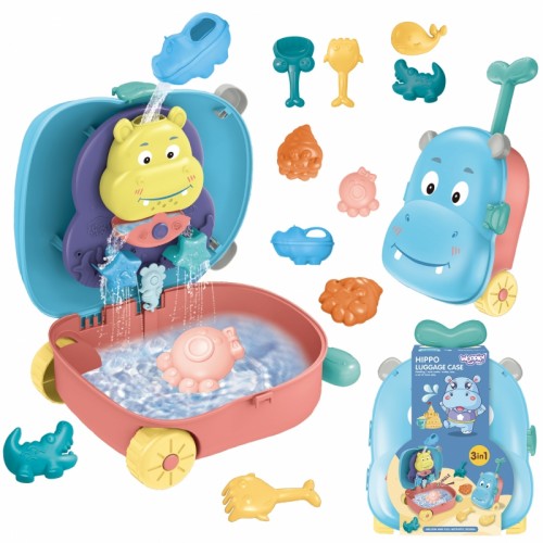 WOOPIE smėlio rinkinys 3in1 lagaminas Hippo + vandens žaislas