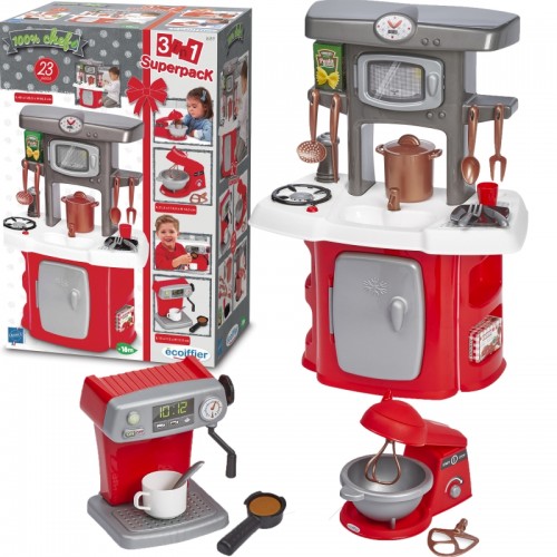 Ecoiffier Didelė kompaktiška vaikų virtuvė su maišytuvu ir kavos aparatu