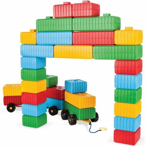 WOOPIE Construction Bricks XXL komplektas su žaisliniu automobiliu 43 vnt.