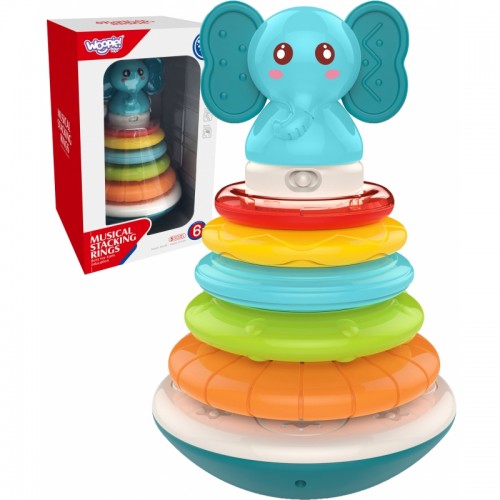 WOOPIE BABY Pyramid Interactive Tower Elephant with Rings Rattle