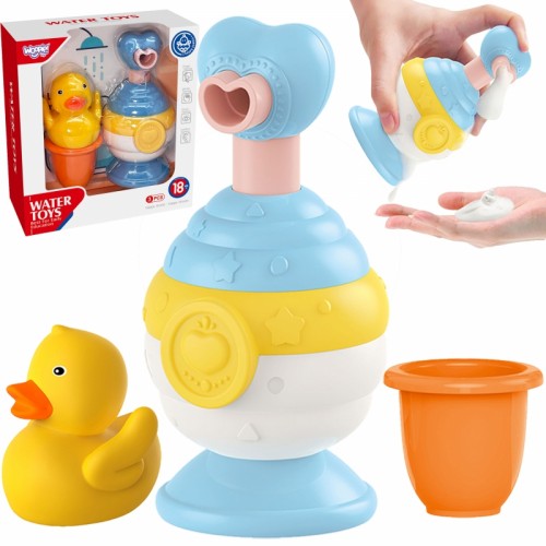 WOOPIE BABY vonios žaislų puodelis + antis + muilo dozatoriaus rinkinys