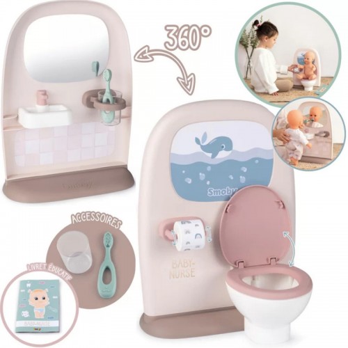 Smoby Baby Nurse Dvipusis tualetinis vonios kambarys lėlėms su priedais
