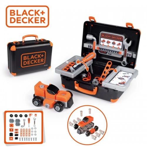 Smoby Black & Decker įrankių dėklas + automobilio dalys