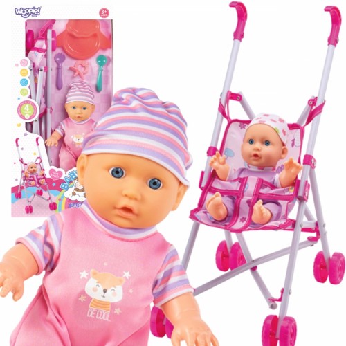 WOOPIE ROYAL lėlė kūdikiui su auklės vežimėliu + maitinimo rinkinys