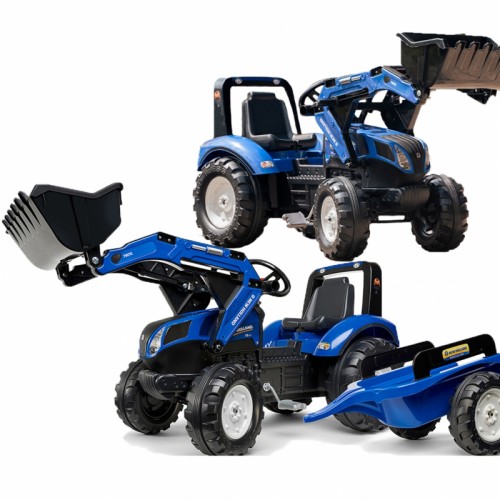 FALK New Holland mėlynas pedalinis traktorius su priekaba 3 metus